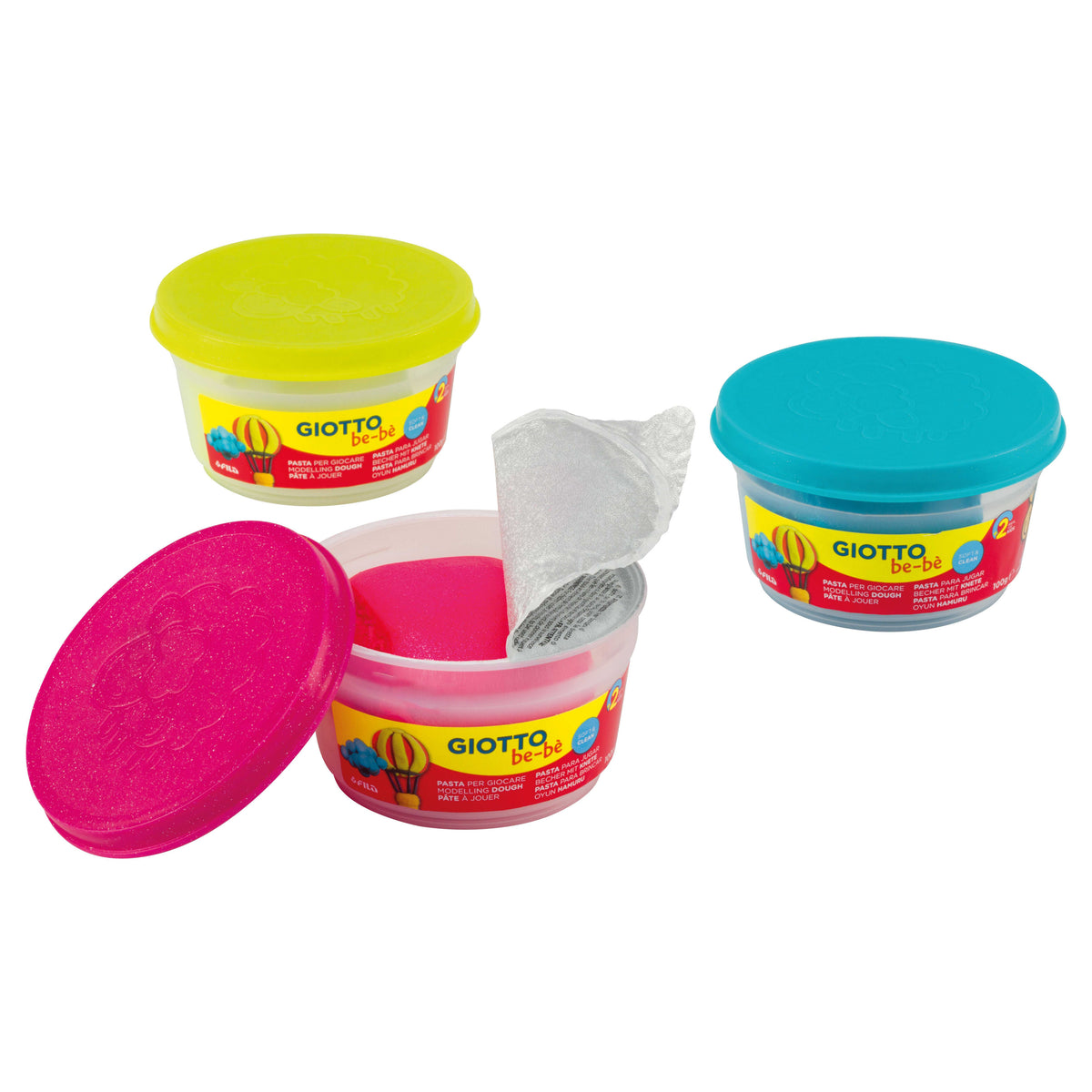 GIOTTO BE-BE pasta per modellare morbida con glitter 3 x 100 g