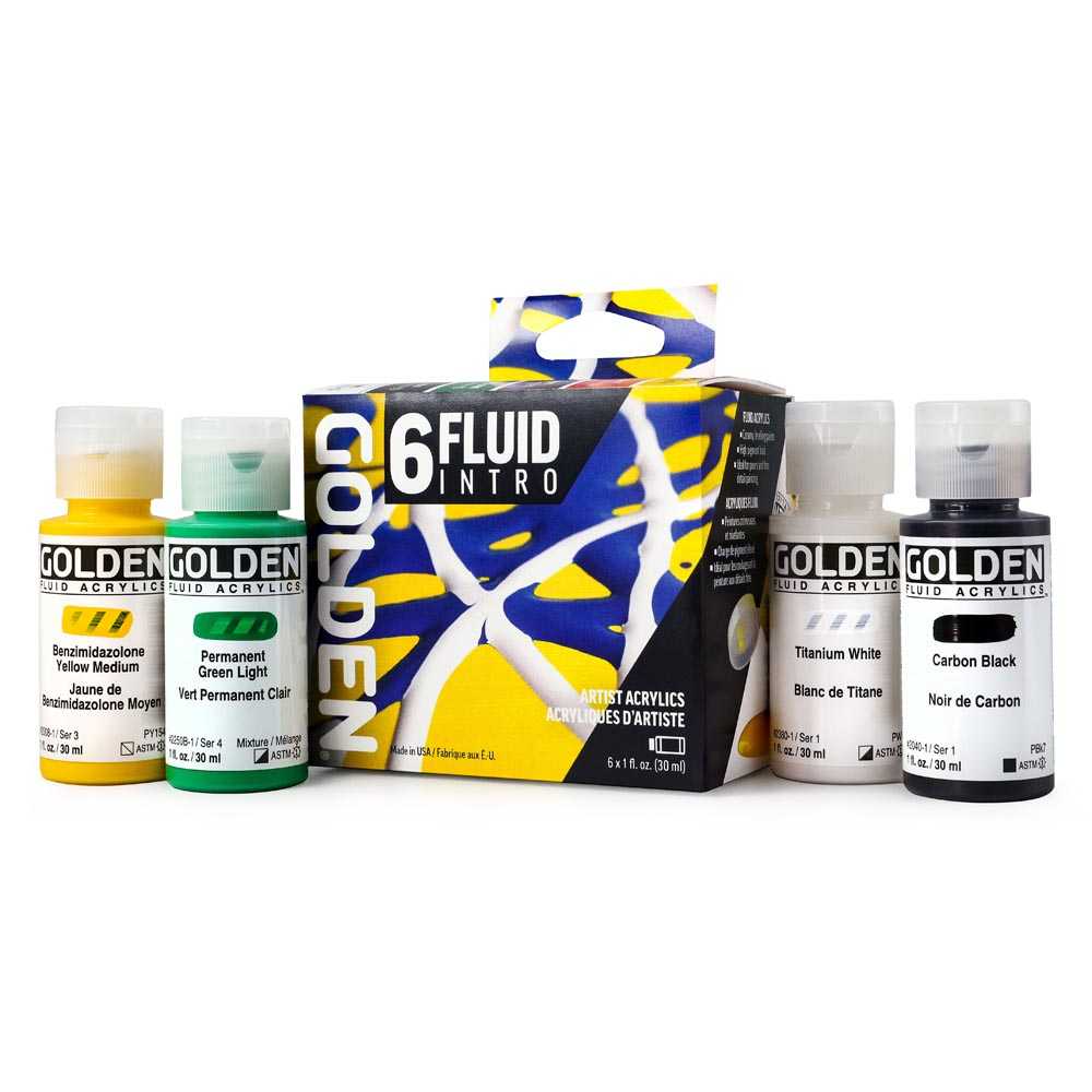 GOLDEN Fluid set di colori acrilici Intro 6 x 30 ml