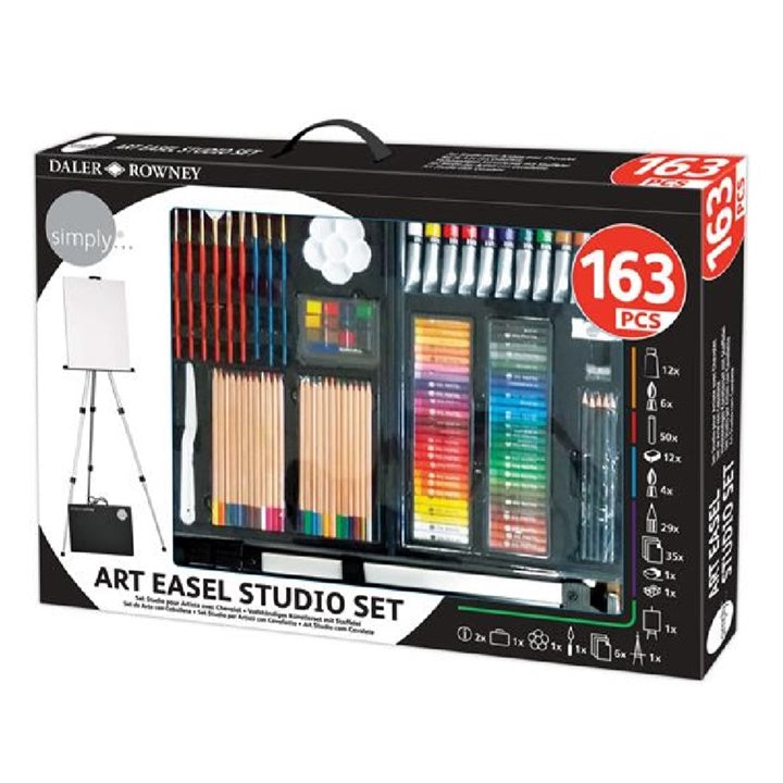 Grande set per pittura Daler-Rowney con cavalletto - 163 pezzi