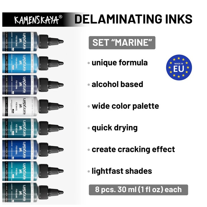 Inchiostri per delaminazione KAMENSKAYA Set 'Marine' 8x30 ml