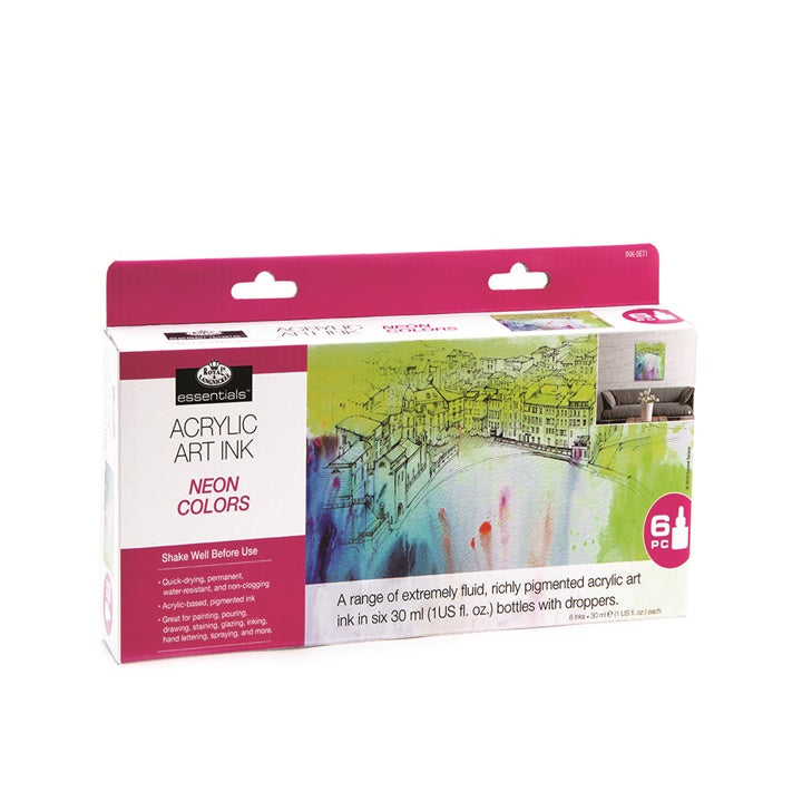 Inchiostro acrilico Royal & Langnickel colori neon 6 x 30 ml — immagine 1