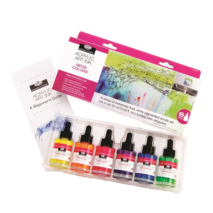 Inchiostro acrilico Royal & Langnickel colori neon 6 x 30 ml — immagine 2