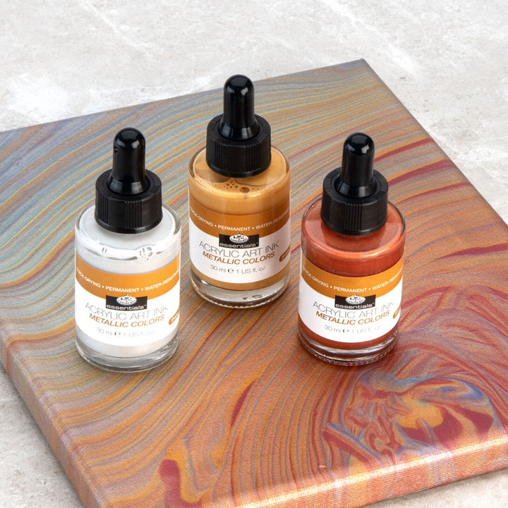 Inchiostro acrilico Royal & Langnickel colori metallizzati 3 x 30 ml — immagine 2