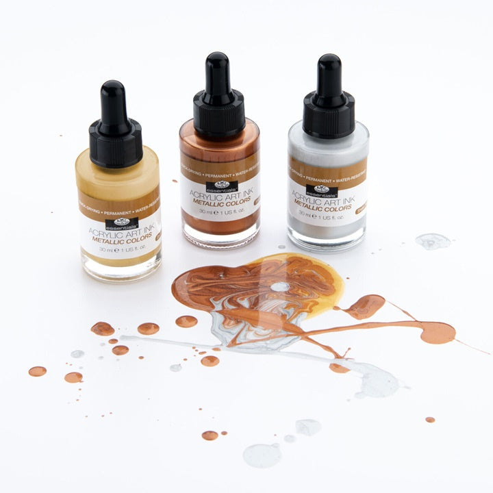 Inchiostro acrilico Royal & Langnickel colori metallizzati 3 x 30 ml — immagine 3