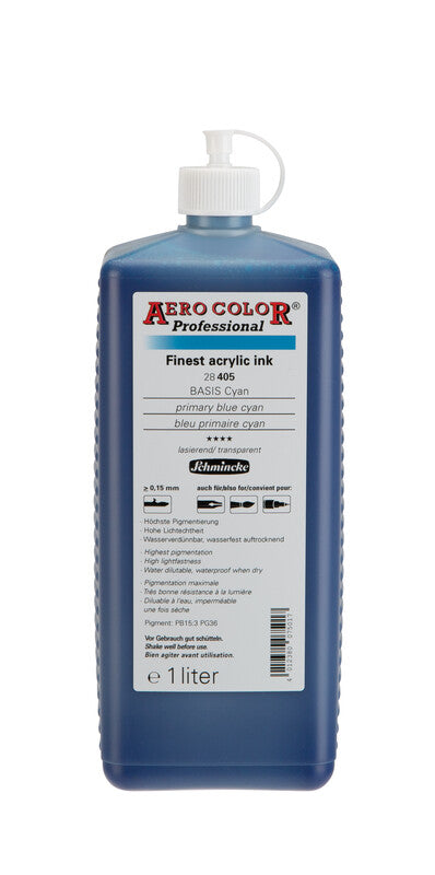 Inchiostro acrilico Schmincke AERO COLOR Professional 1 l – 405 Blu ciano primario