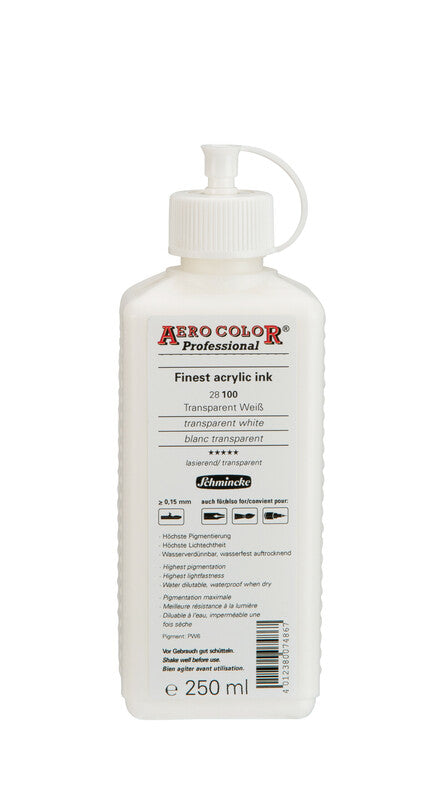 Inchiostro acrilico Schmincke AERO COLOR Professional 250 ml – 100 Bianco trasparente