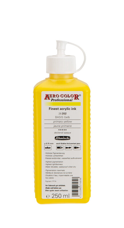 Inchiostro acrilico Schmincke AERO COLOR Professional 250 ml – 202 Giallo primario