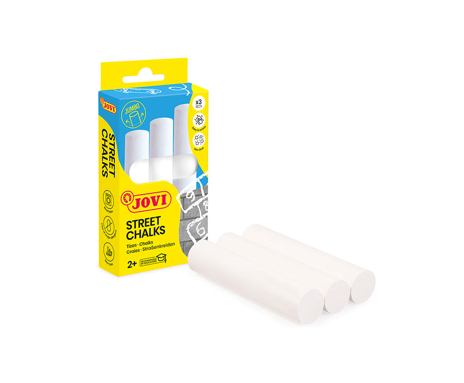 JOVI gessetti da marciapiede jumbo, 3 pz, bianchi