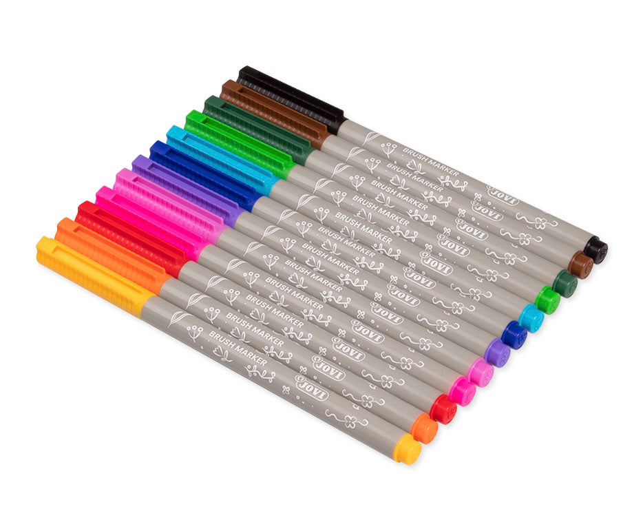 Pennarelli acquerellabili con punta a pennello JOVI Lettering - 12 pz