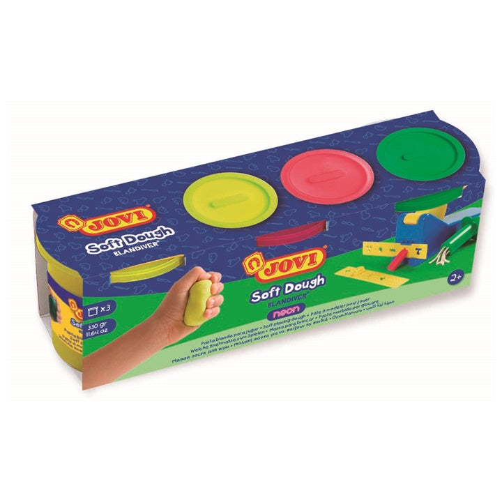 JOVI Plastilina in tazze BLANDIVER tonalità neon 3 x 110 g