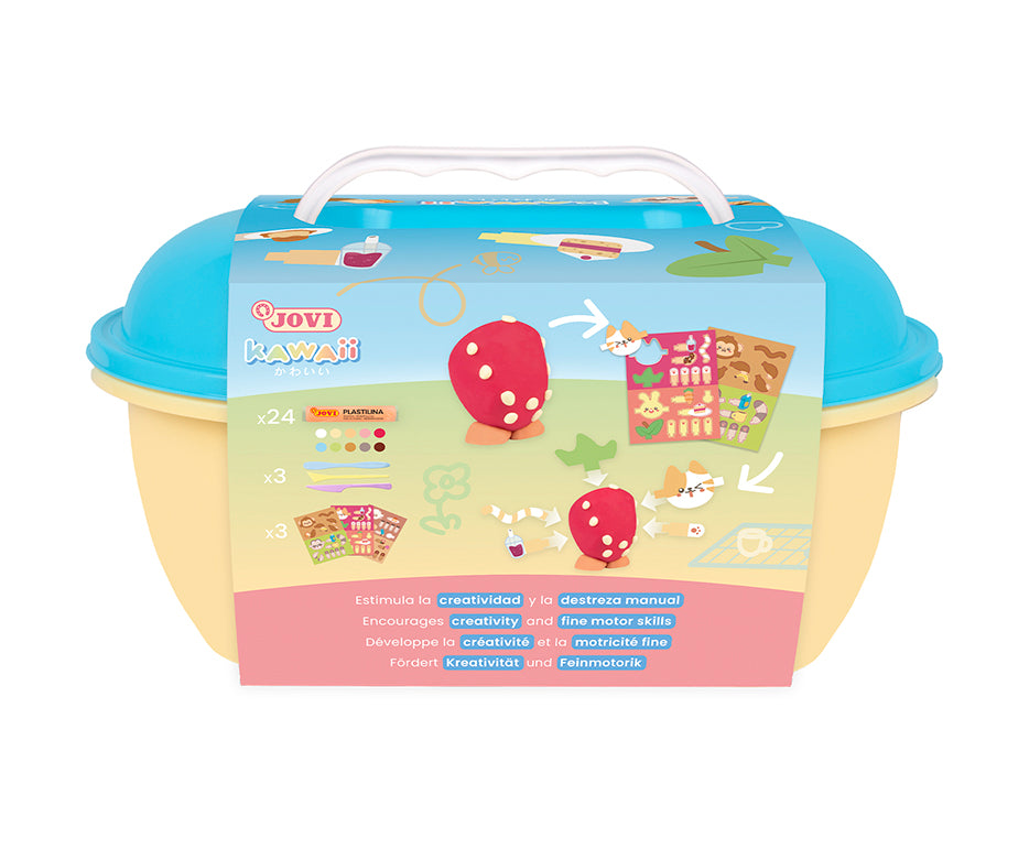JOVI Play&Fun Kawaii plastilina naturale in valigetta – set con accessori