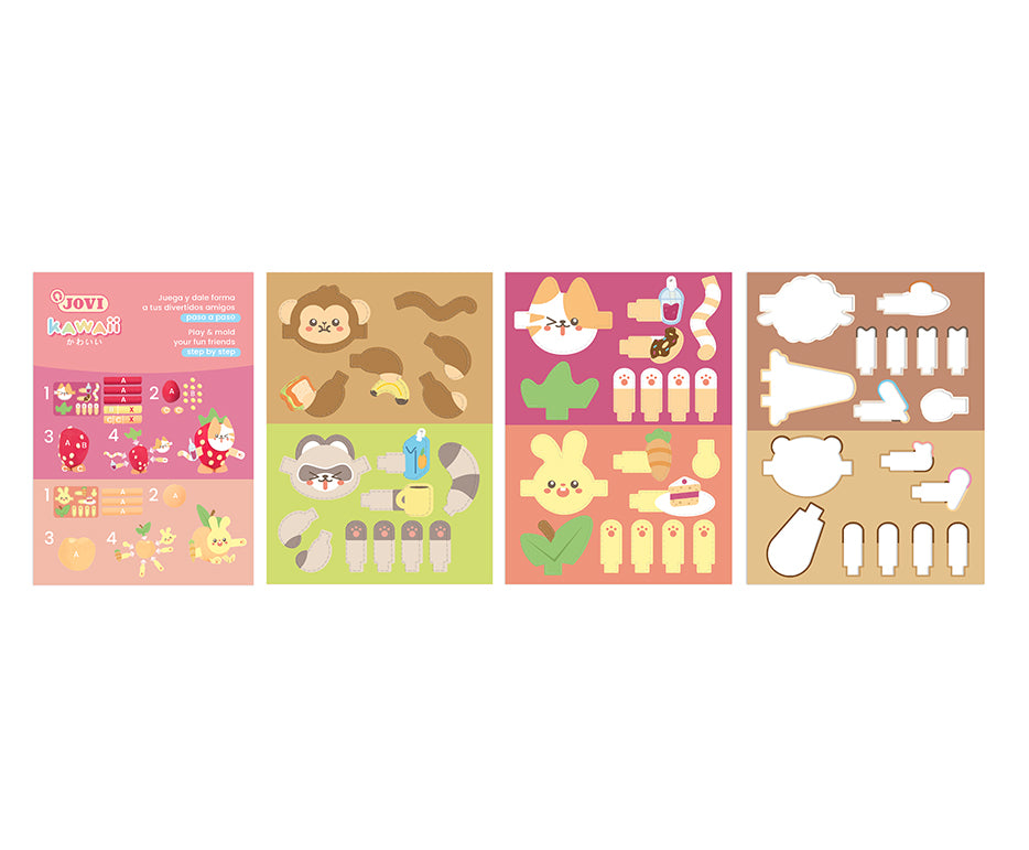 JOVI Play&Fun Kawaii plastilina naturale in valigetta – set con accessori