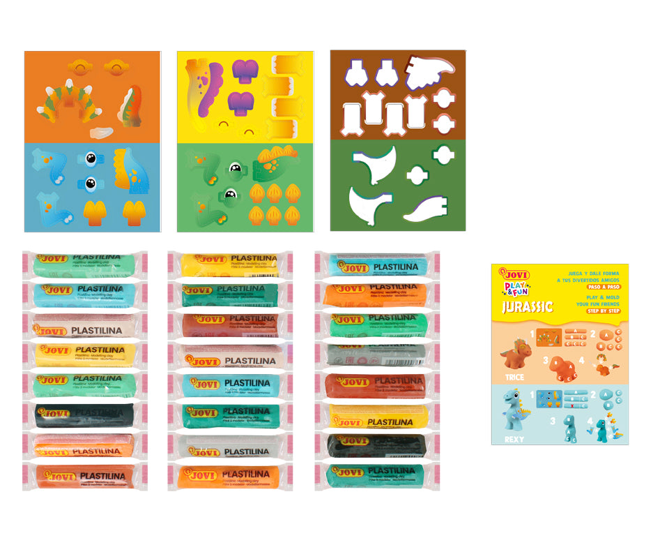 JOVI Play&Fun plastilina naturale in valigetta Jurassic – set con accessori