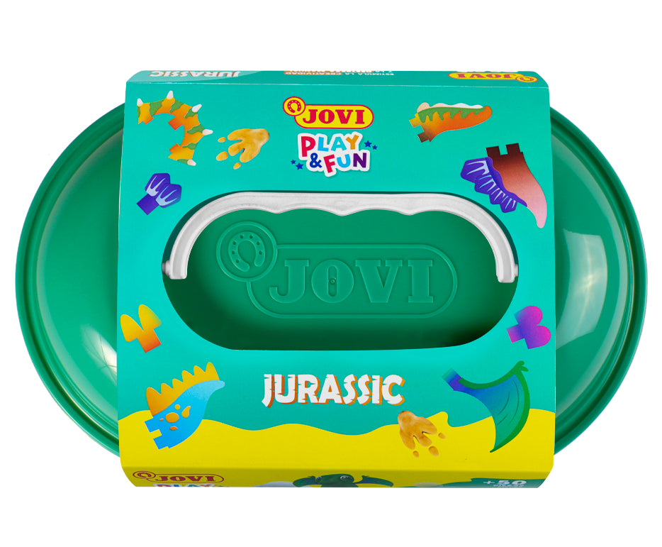JOVI Play&Fun plastilina naturale in valigetta Jurassic – set con accessori