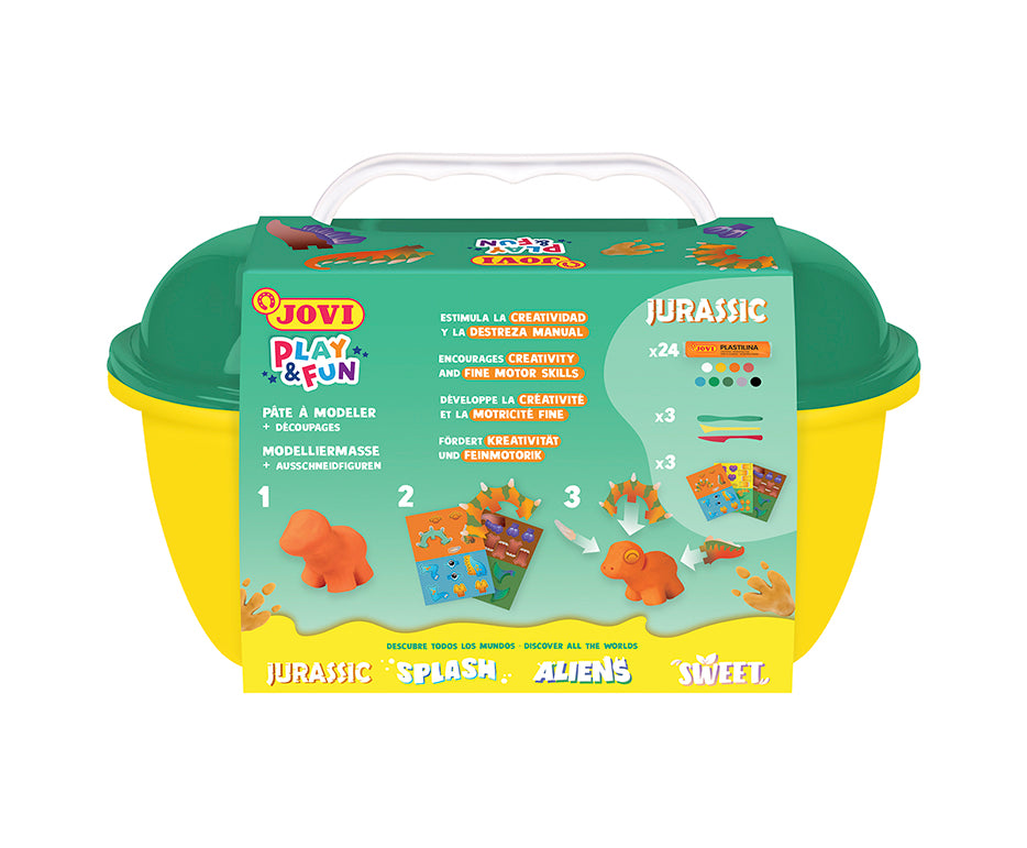 JOVI Play&Fun plastilina naturale in valigetta Jurassic – set con accessori