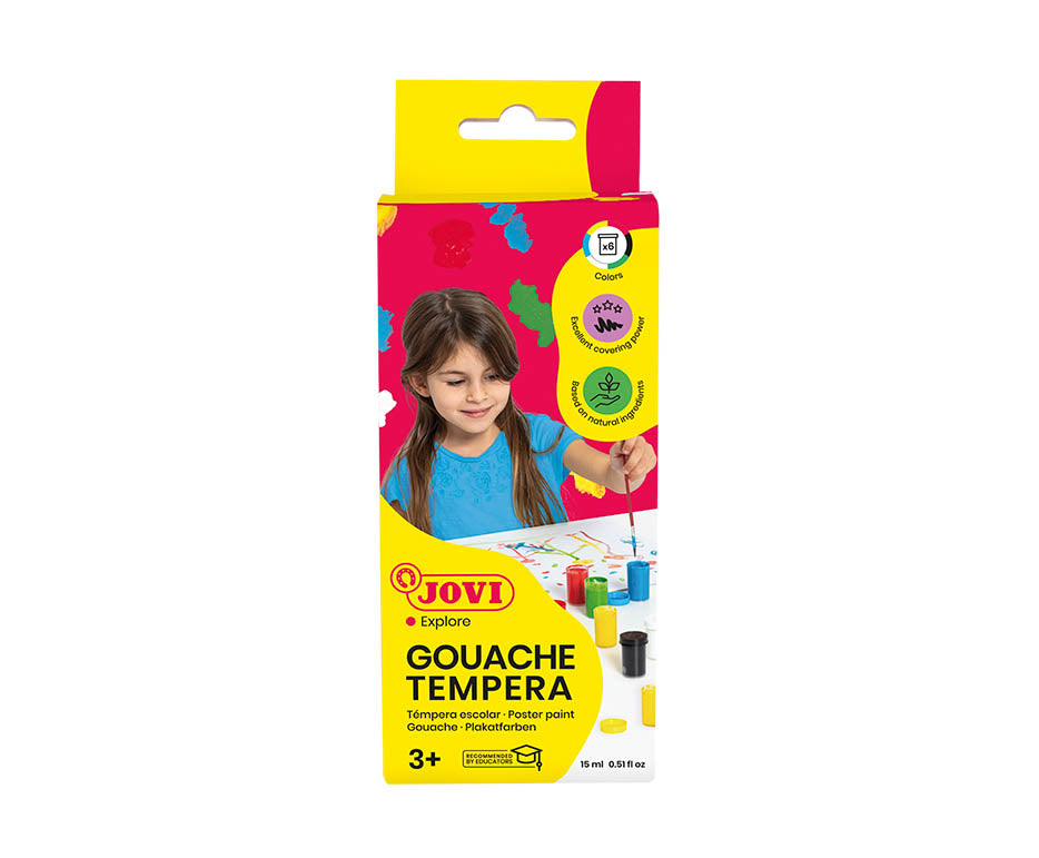 Colori a tempera JOVI Premium 6 x 15 ml con pennello