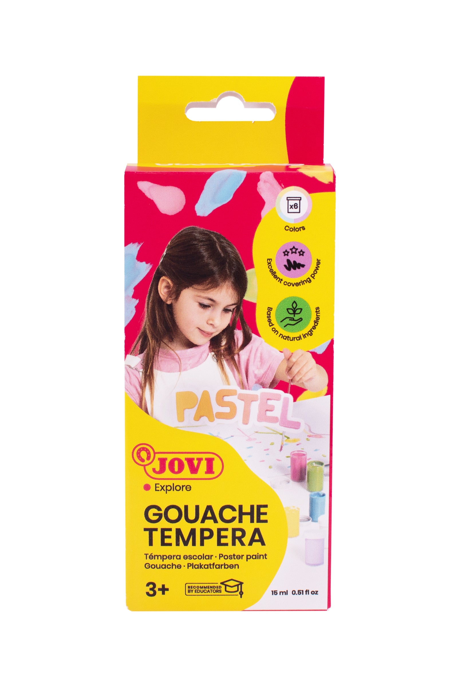 Colori a tempera pastello JOVI Premium 6 x 15 ml con pennello