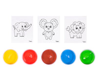 JOVI set di colori a dita in secchiello 5 x 35 ml con stencil