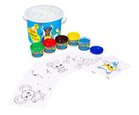 JOVI set di colori a dita in secchiello 5 x 35 ml con stencil