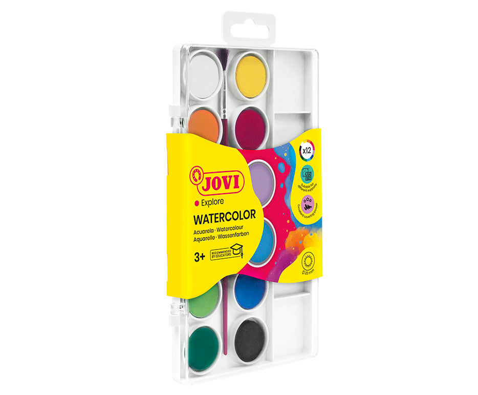 Acquerelli JOVI ø 22 mm – 12 colori con pennello