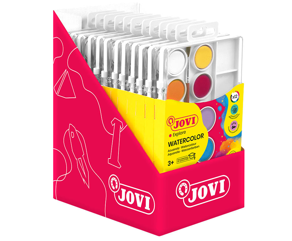 Acquerelli JOVI ø 22 mm – 12 colori con pennello