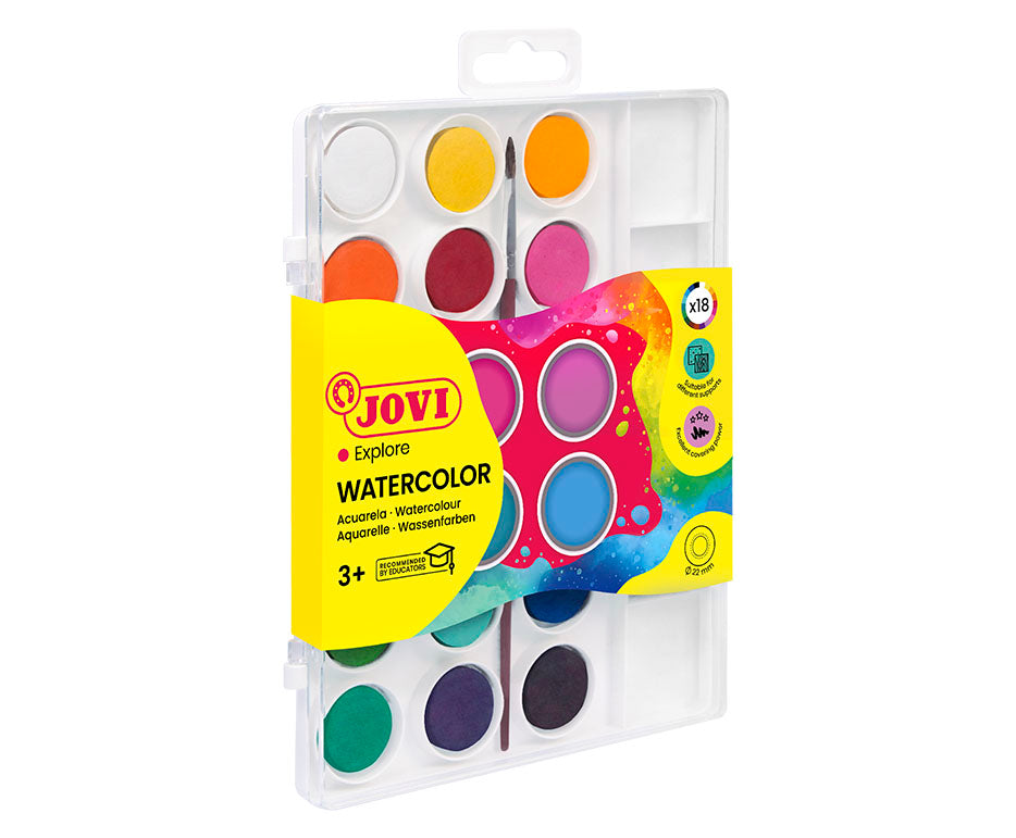Acquerelli a pastiglie JOVI 22 mm - 18 pz con pennello