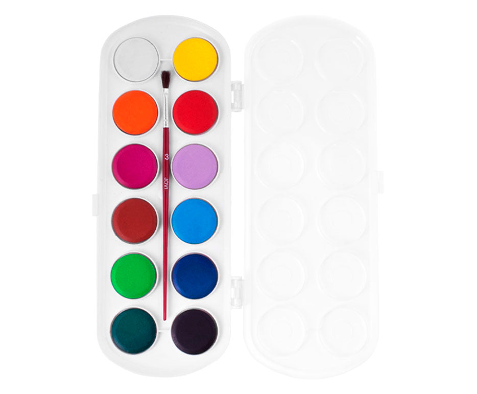 Acquerelli JOVI diametro 30 mm – 12 colori con pennello