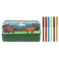 Kit astuccio per matite Dinosauro con pennarelli