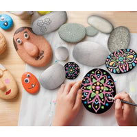 Kit di pittura su roccia Mandala - 3 pietre e colori glitterati