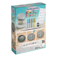 Kit di pittura su roccia Mandala - 3 pietre e colori glitterati