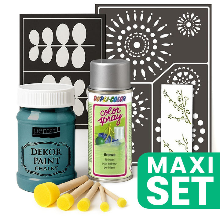 Kit per la ristrutturazione dei mobili con vernice spray argento - Verde veleno