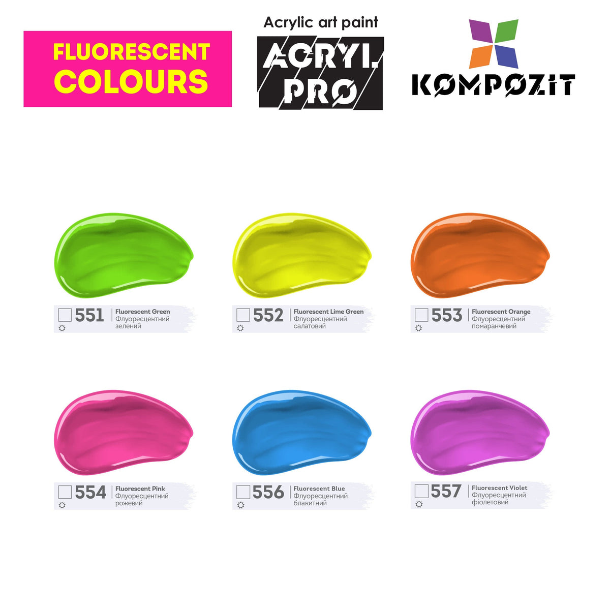 Vernice acrilica fluorescente ACRYL PRO ART Kompozit 75 ml