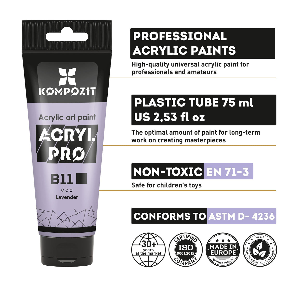 Vernice acrilica pastello ACRYL PRO ART Kompozit 75 ml