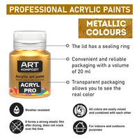 Set di colori acrilici metallizzati ACRYL PRO Kompozit 12x20 ml