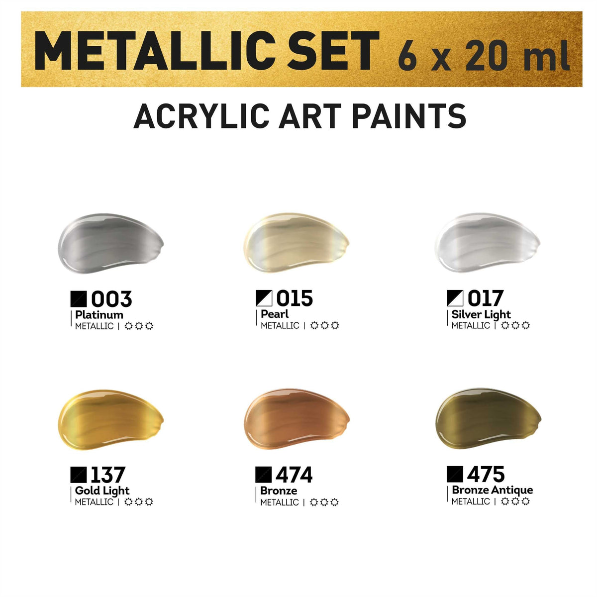 Set di colori acrilici metallizzati ACRYL PRO