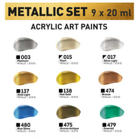 Set di colori acrilici metallizzati ACRYL PRO Kompozit 9x20 ml