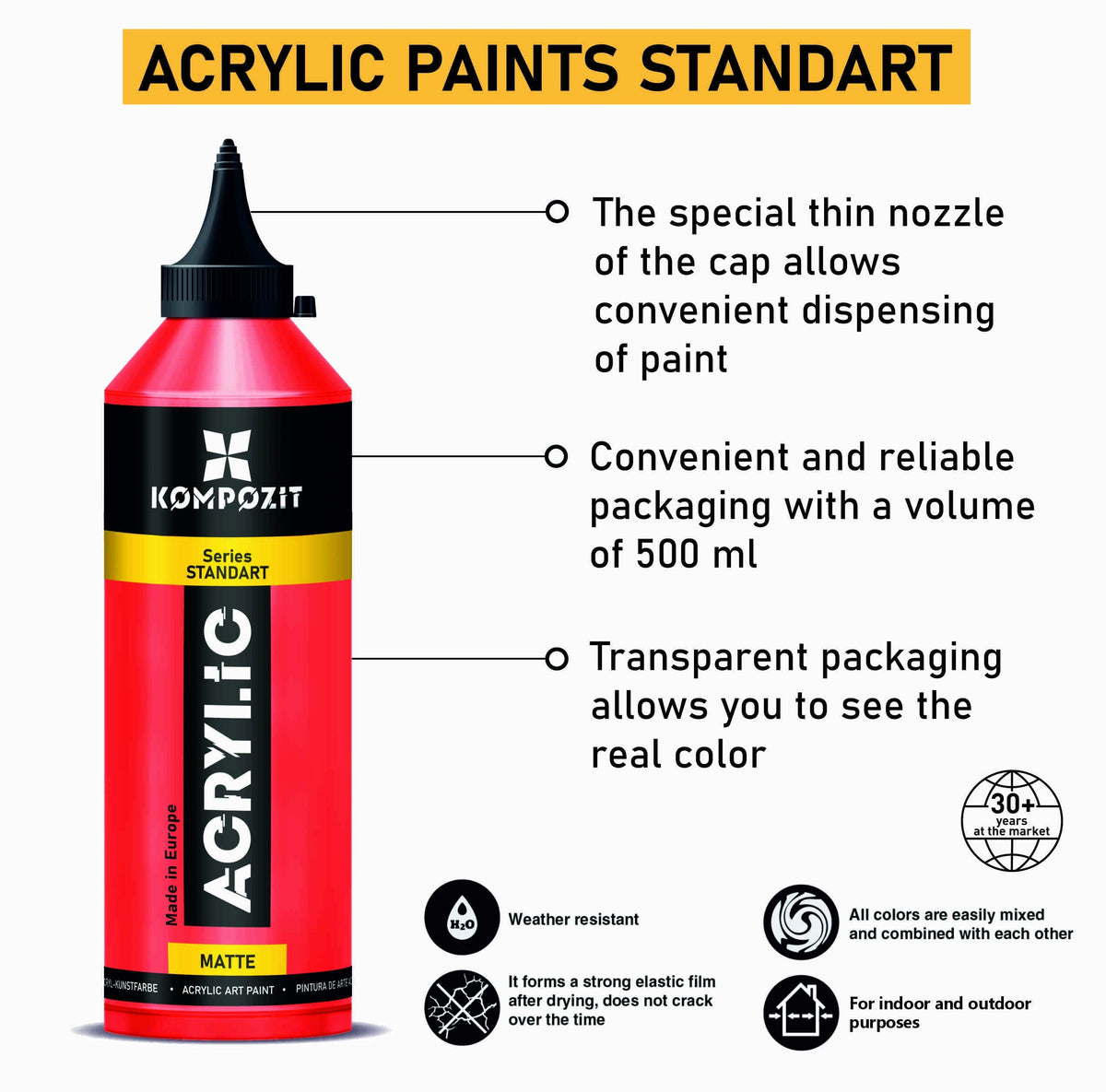 Pittura acrilica Kompozit STANDART Fluorescent 500 ml