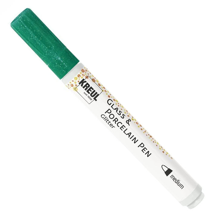 KREUL Penna media glitterata in vetro e porcellana – Verde