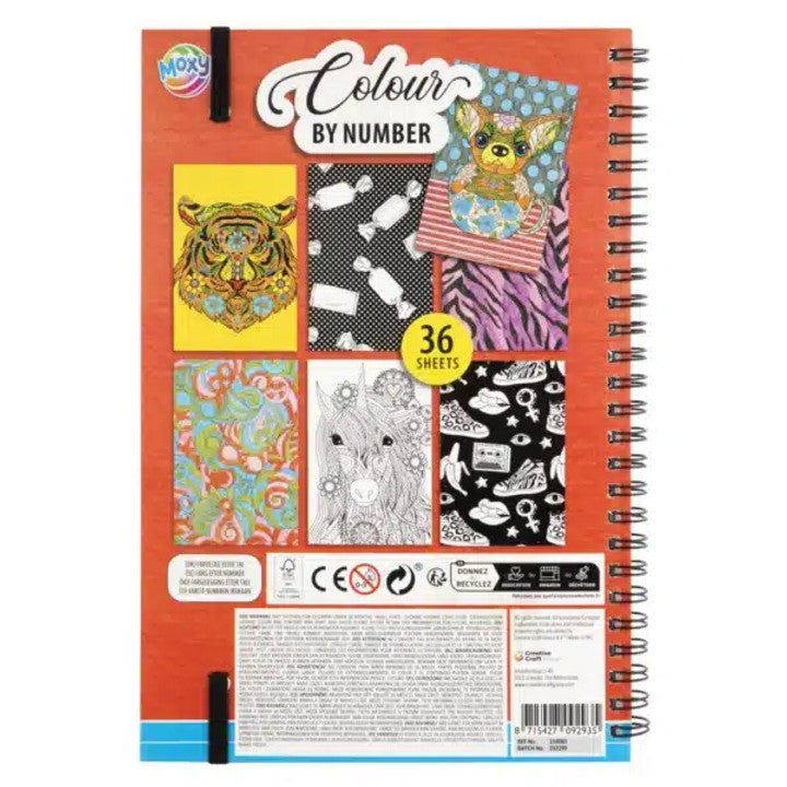 Libro di attività "Colora per numero" 23×16 cm - 36 fogli con 12 colori