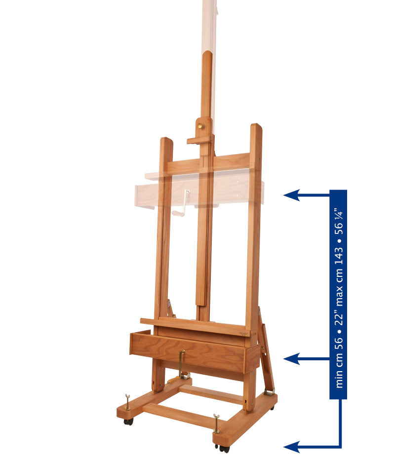 MABEF grande cavalletto da studio per pittura con manovella