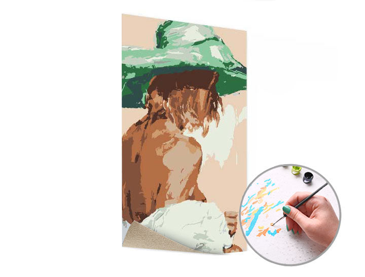 Pittura per numeri LA DONNA CON IL CAPPELLO VERDE – senza cornice