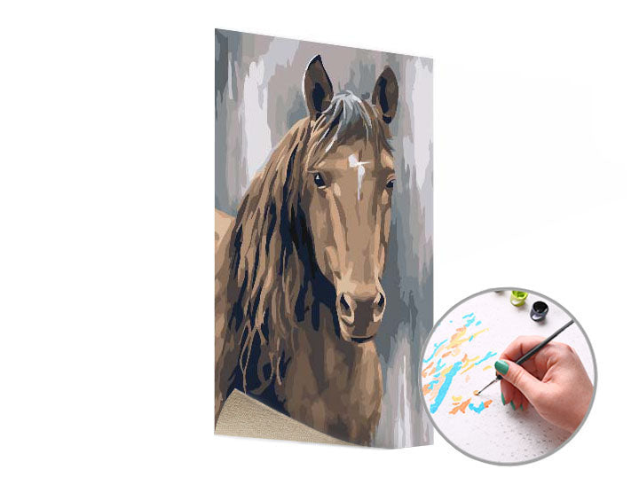 Pittura per numeri Stallone marrone – senza cornice
