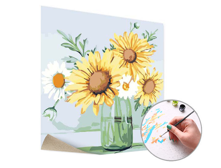 Pittura per numeri MARGHERITE E GIRASOLI – senza cornice