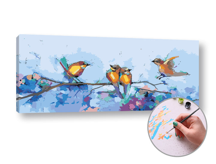 Pittura per numeri UCCELLI IN INVERNO – senza cornice