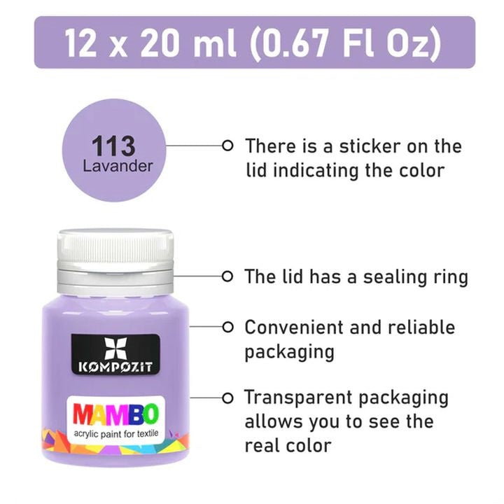MAMBO Set di colori pastello per tessuti e pelle