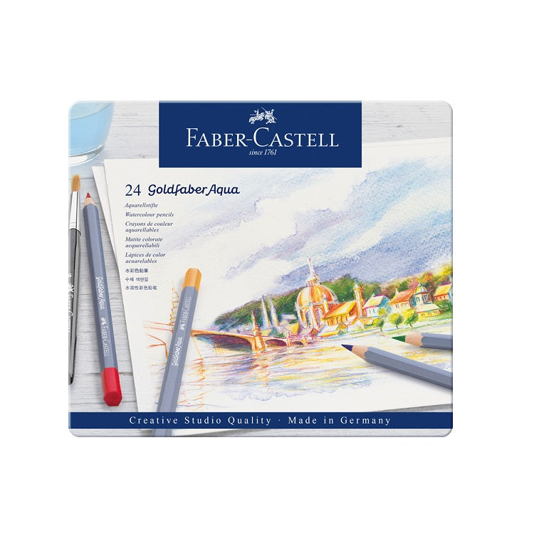 Matite colorate acquerellabili Goldfaber Aqua - conf. metallo da 24