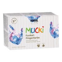 MUCKI colori glitterati applicabili con le dita - set 6 x 150 ml