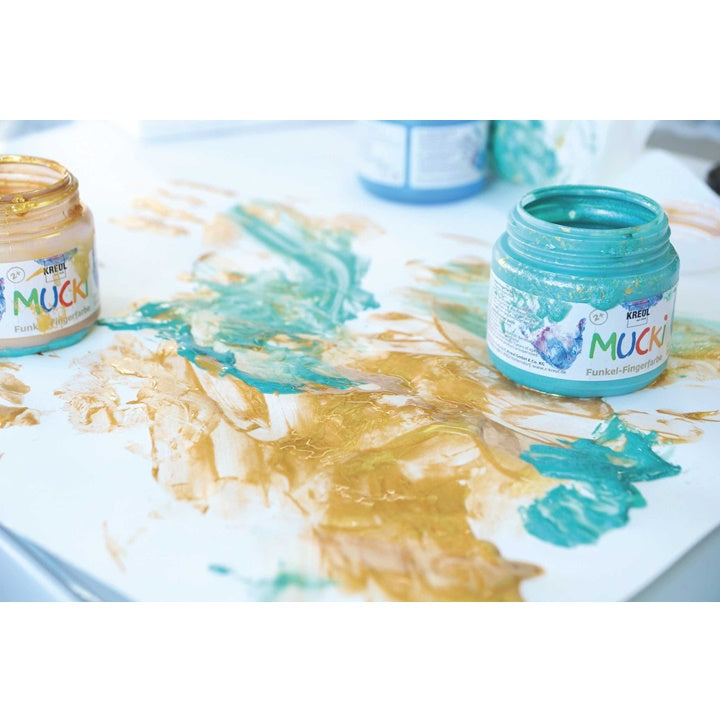 MUCKI colori glitterati applicabili con le dita - set 6 x 150 ml