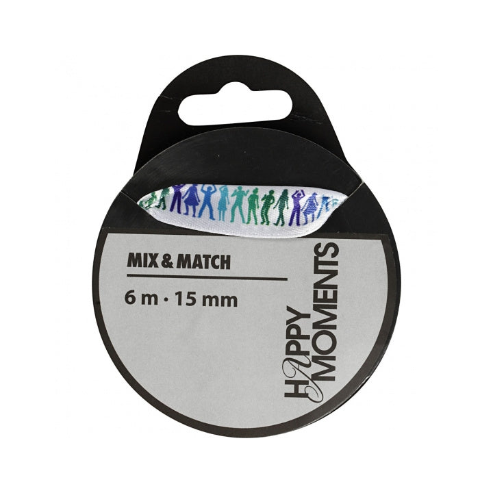 Nastro in seta Happy Moments con stampa 15 mm x 6 m