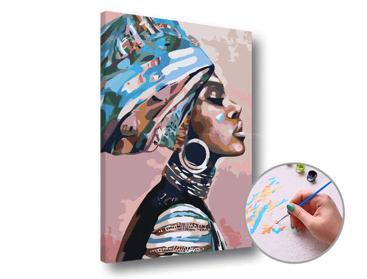 Paint by Numbers - Donna con turbante – sul telaio